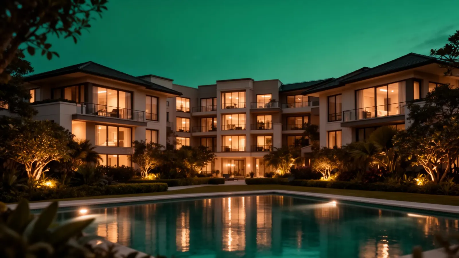 Premium multi-family property at dusk